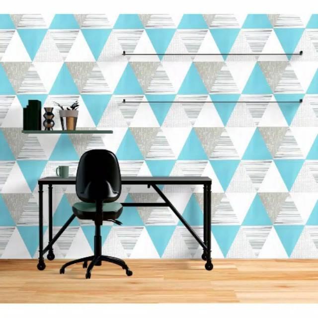 Gambar Wallpaper Stiker Dinding Motif Geometri Dekorasi Cafe Ruang Tamu - Geometri Tosca dari District007 undefined Tokopedia