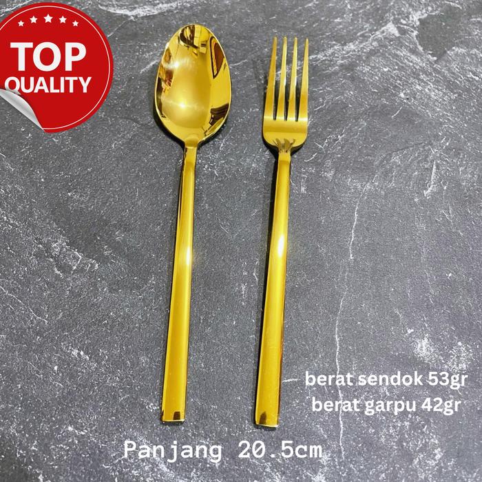 Gambar [1psg] Premium  Sendok Garpu Stainless  Gold Quality Tebal Hotel Resto - Western Style dari Mega Indo Grosir undefined Tokopedia