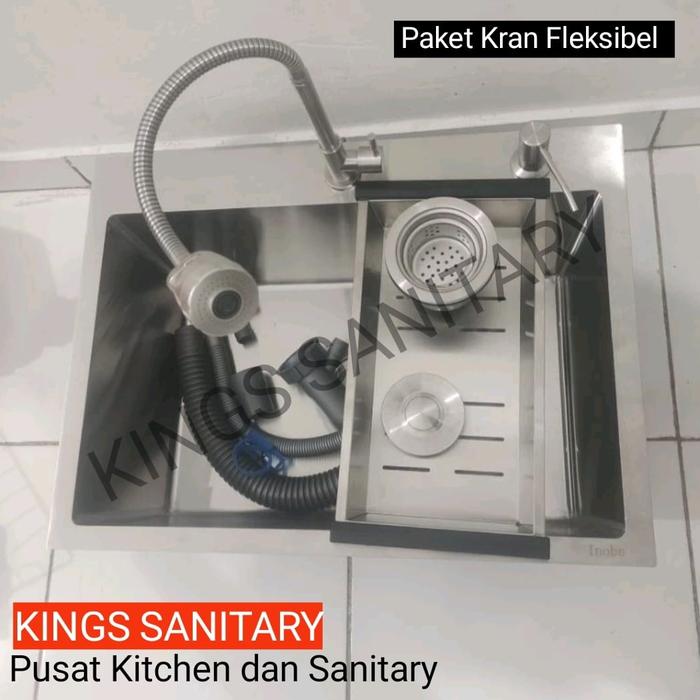 Gambar Kitchen sink ONAN 5040 stainless komplit set/ Bak cuci piring minimalis modern - HandMade Silver dari Kings Sanitary undefined Tokopedia