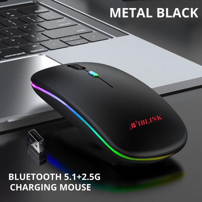 Gambar MOUSE WIRELESS RECHARGEABLE SILENT CLICK SLIM 2.4G 1600 DPI RGB LED - black dari Wonboy Store undefined Tokopedia