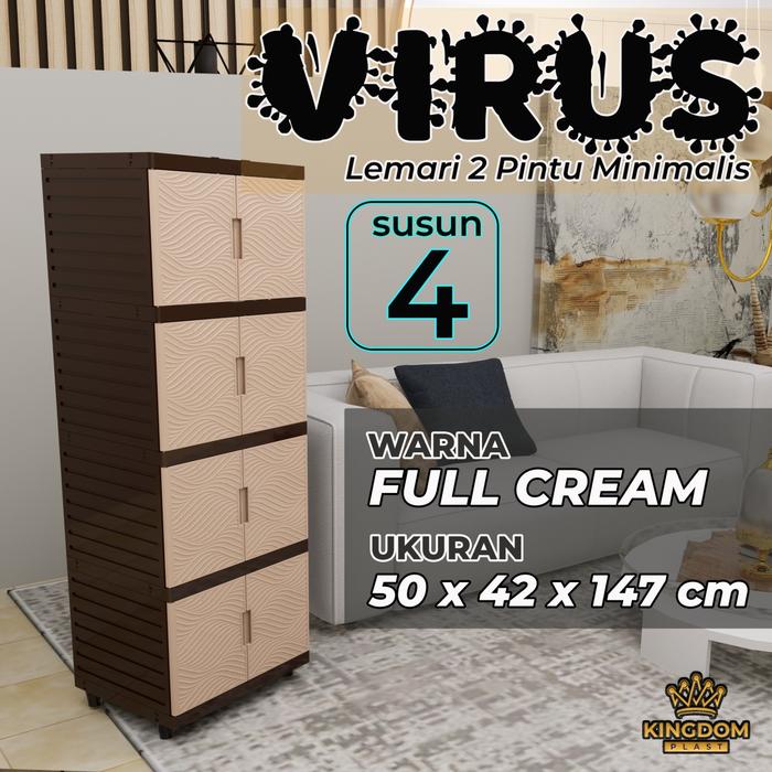 Gambar LEMARI PAKAIAN PLASTIK KINGDOM VIRUS SUSUN 4 - SSN 3 CREAM ROTAN MURAH - VIRUS 4S dari Laris Abadi_NEW undefined Tokopedia