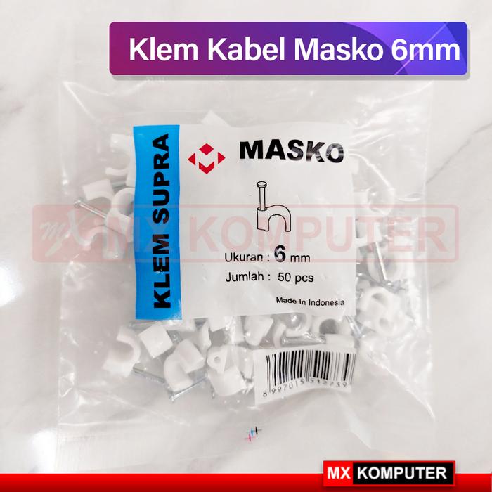 Gambar Klem Kabel Masko 5mm 6mm 7mm 8mm 9mm 10mm 12mm + Paku Baja Beton - 6mm dari MXKomputer_NEW undefined Tokopedia