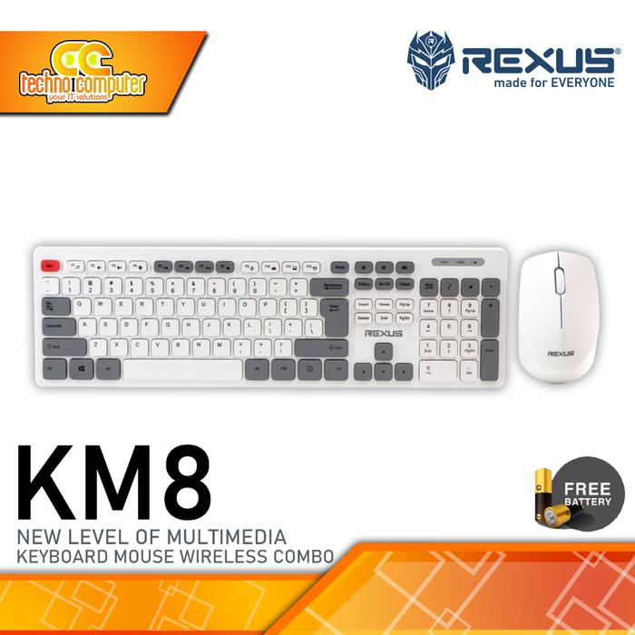 Gambar REXUS KM8 Combo Wireless - Office Keyboard & Mouse Wireless - Putih dari Techno Computer Bali undefined Tokopedia