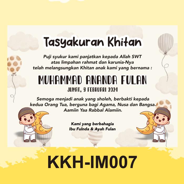 Gambar Stiker/Kartu Tasyakuran Khitan / Sticker Label Ucapan Syukuran Khitan - KKH-IM007, 10x7cm (Stiker) dari Picstory undefined Tokopedia