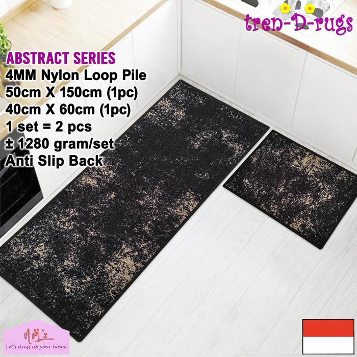 Gambar Tren-D-rugs karpet keset abstrak 2in1 dapur kitchen panjang anti slip - Brus Black Sand dari NMs Lets dress up your home undefined Tokopedia
