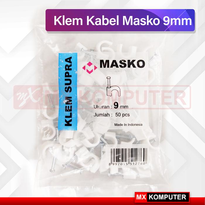 Gambar Klem Kabel Masko 5mm 6mm 7mm 8mm 9mm 10mm 12mm + Paku Baja Beton - 9mm dari MXKomputer_NEW undefined Tokopedia