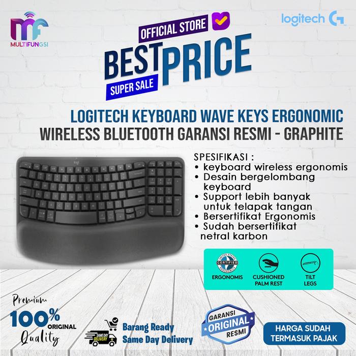 Gambar Logitech Keyboard Wave Keys Ergonomic Wireless Bluetooth Garansi Resmi - Graphite dari Multifungsi Online undefined Tokopedia