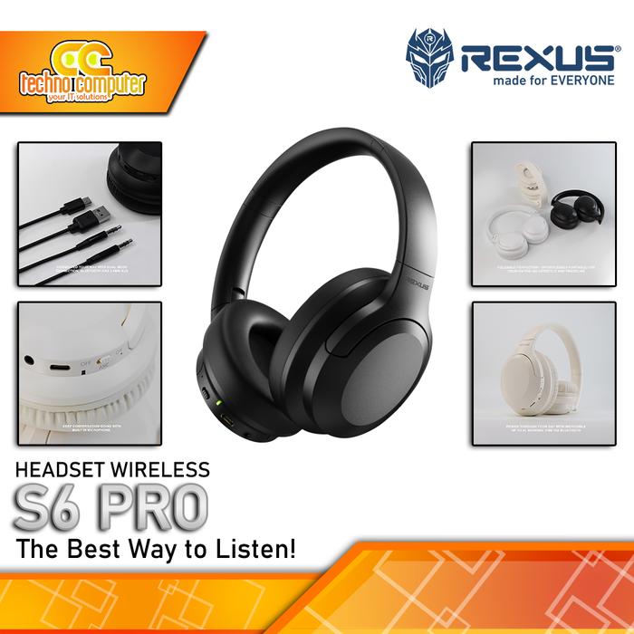 Gambar HEADSET REXUS RX-S6 PRO Wireless Bluetooth - Headset - Hitam dari Techno Computer Bali undefined Tokopedia