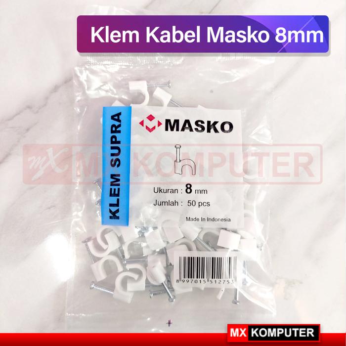 Gambar Klem Kabel Masko 5mm 6mm 7mm 8mm 9mm 10mm 12mm + Paku Baja Beton - 8mm dari MXKomputer_NEW undefined Tokopedia