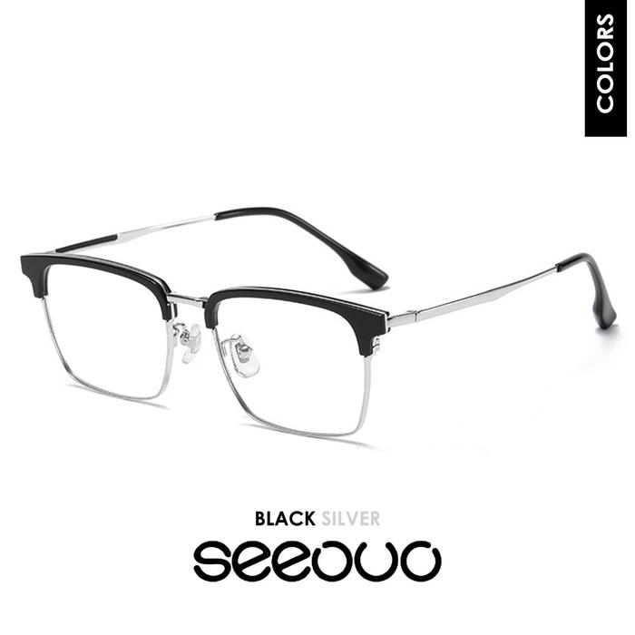 Gambar Seeouo Kacamata Frame Titanium Kotak Frameless Pria Wanita 95019 - BLACK SILVER, FRAME SAJA dari Seeouo undefined Tokopedia