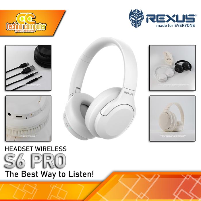 Gambar HEADSET REXUS RX-S6 PRO Wireless Bluetooth - Headset - Putih dari Techno Computer Bali undefined Tokopedia
