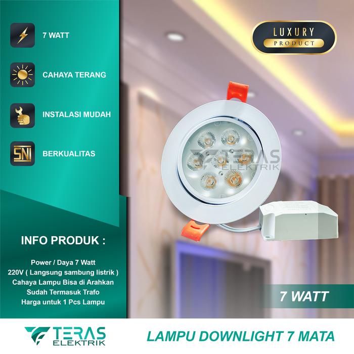 Gambar Lampu downlight LED sorot 7W ceiling light inbow 7mata 7 Watt - Body Putih, Warmwhite dari TERAS ELEKTRIK undefined Tokopedia