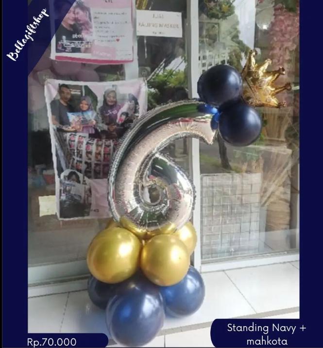 Gambar [SUDAH TERANGKAI] set standing angka warna navy silver dekorasi ultah - gold, 5 dari bellapartystore undefined Tokopedia