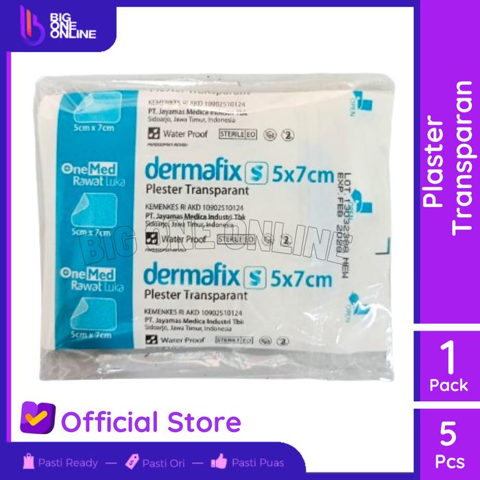 Gambar OneMed Dermafix Plester Bening Steril Tahan Air, Pembalut Luka Pad - Dermafix S 5pcs dari Big One Online undefined Tokopedia