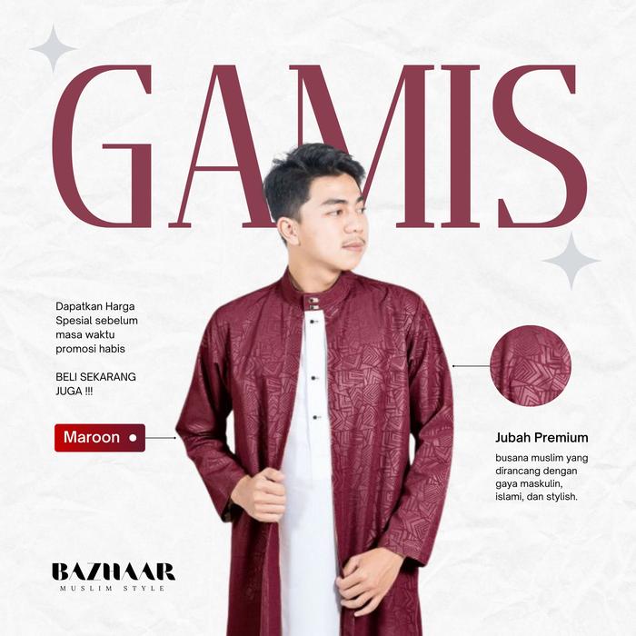 Gambar Gamis Pria 2 In 1 Luar Dalam Lengan Panjang Jubah Embos Motif - Maroon, XL dari Bazhaar undefined Tokopedia