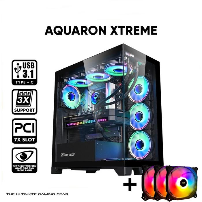 Gambar Casing Gaming Armaggeddon Aquaron Xtreme E-ATX | Front & Side Panel - Hitam+3 Fan dari SuperstoreComputindo undefined Tokopedia