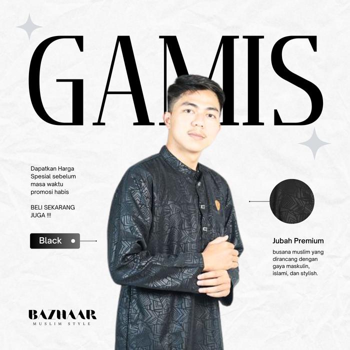 Gambar Gamis Pria Jubah Dewasa Lengan Panjang Motif Embos Terbaru Premium - Black, L dari Bazhaar undefined Tokopedia