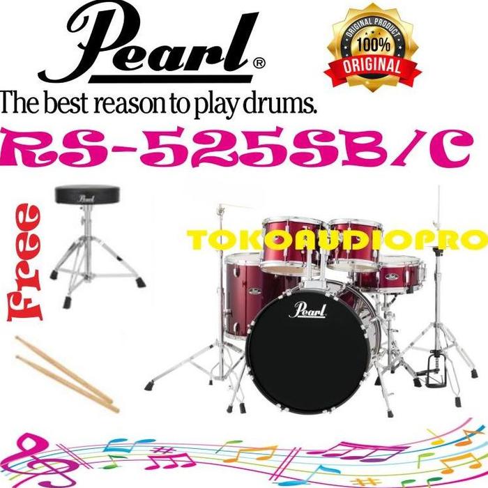 Gambar Pearl Roadshow Rs525Sb/C 5 Piece Drum Set Pearl Roadshow Rs-525Sb - WINE RED dari Galleri Musik Studio undefined Tokopedia
