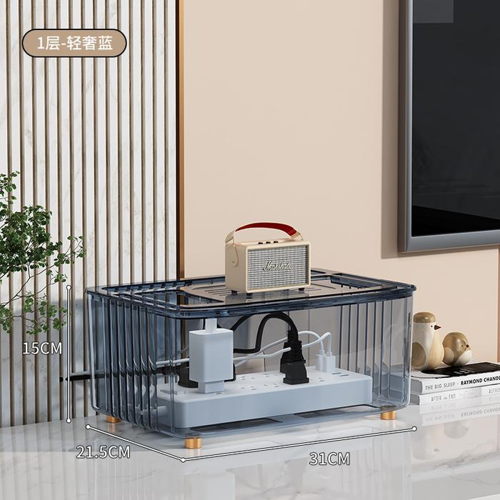 Gambar Rak Router Wifi Kotak Penyimpan Wifi Dan Colokan 1 Tingkat - Abu Biru dari HEXACK undefined Tokopedia