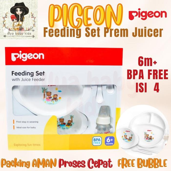 Gambar PIGEON Feeding Set With Juice Feeder / Paket Perlengkapan Makan dari Illya Baby Store undefined Tokopedia