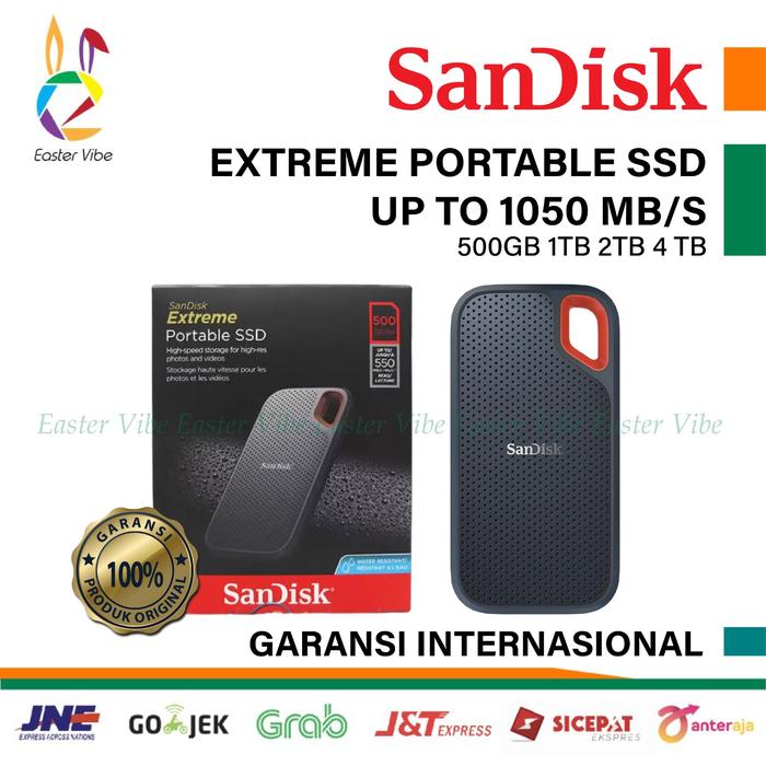 Jual SANDISK PORTABLE SSD EXTREME 500GB 1TB 2TB TB UP TO 1050 MB
