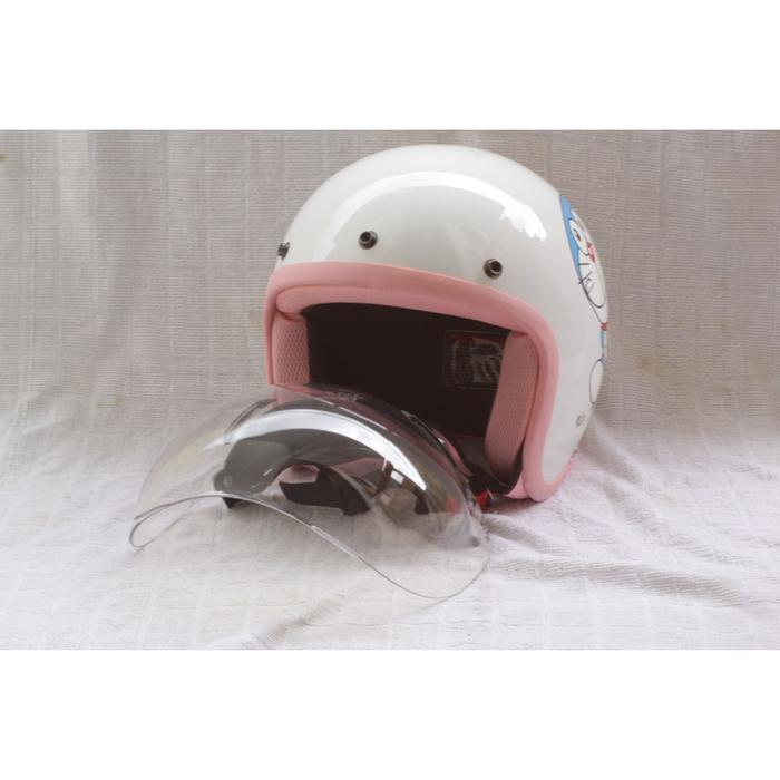 Gambar HELM BOGO CAMELIA PASTEL DEWASA KARAKTER DORAEMON CEMBUNG BENING - Putih dari RVM BERKAH HELMETS undefined Tokopedia