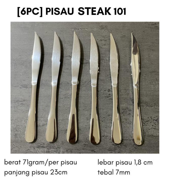 Gambar [6PC] Sendok Garpu Hotel Resto Stainless Tebal Premium Pisau Steak - [6PC] 101 STEAK dari Mega Indo Grosir undefined Tokopedia