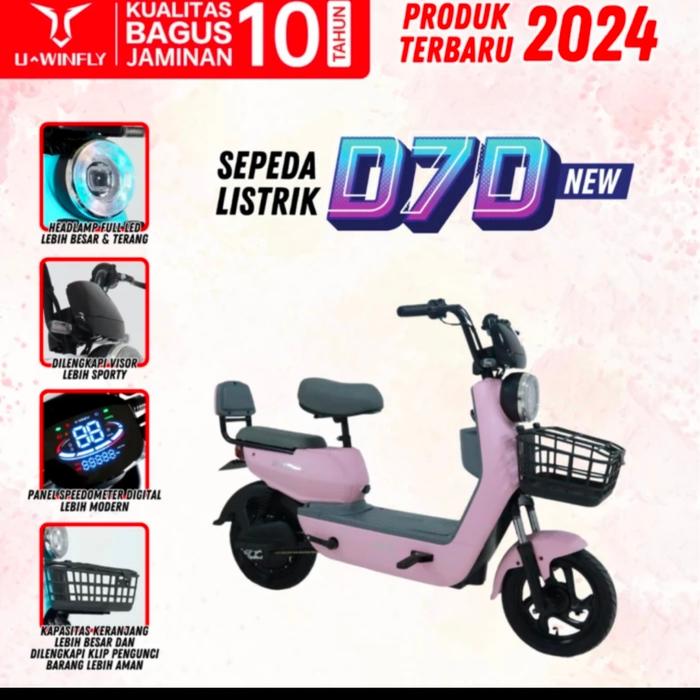Gambar SEPEDA LISTRIK UWINFLY DRAGONFLY D7D - Merah Muda dari sepedamania7 undefined Tokopedia