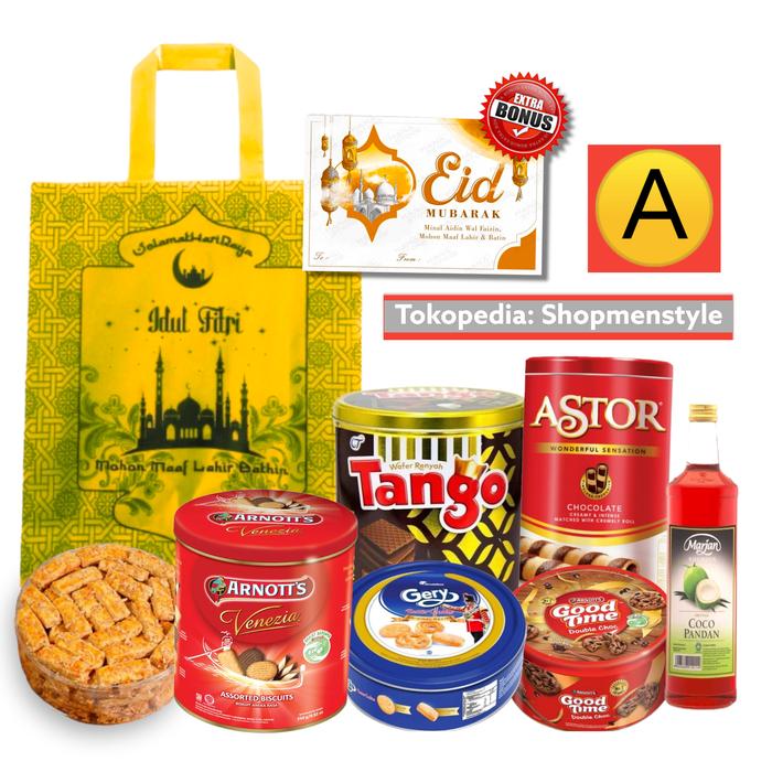 Gambar Parcel Lebaran Eksklusif Paket Biskuit Kaleng Goodie Bag Idul Fitri - Goodie Bag - A dari Shopmenstyle undefined Tokopedia