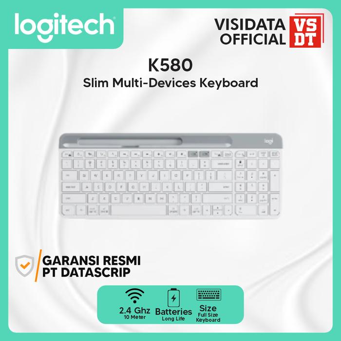 Gambar Logi tech K580 Keyboard Slim MultiDevice Wireless USB & Bluetooth - Putih dari Visidata Official undefined Tokopedia