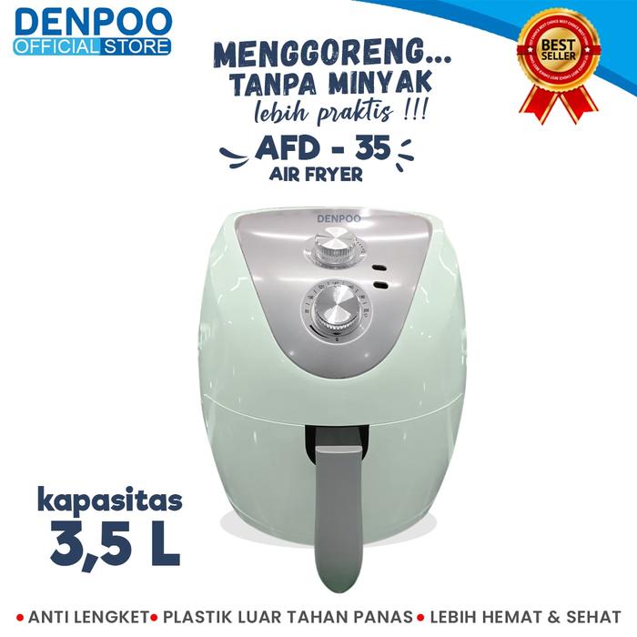 Gambar DENPOO AIR FRYER 3,5L SEHAT&HEMAT MENGGORENG TANPA MINYAK DENPOO AFD 35 - Hijau dari Denpooofficialshop undefined Tokopedia