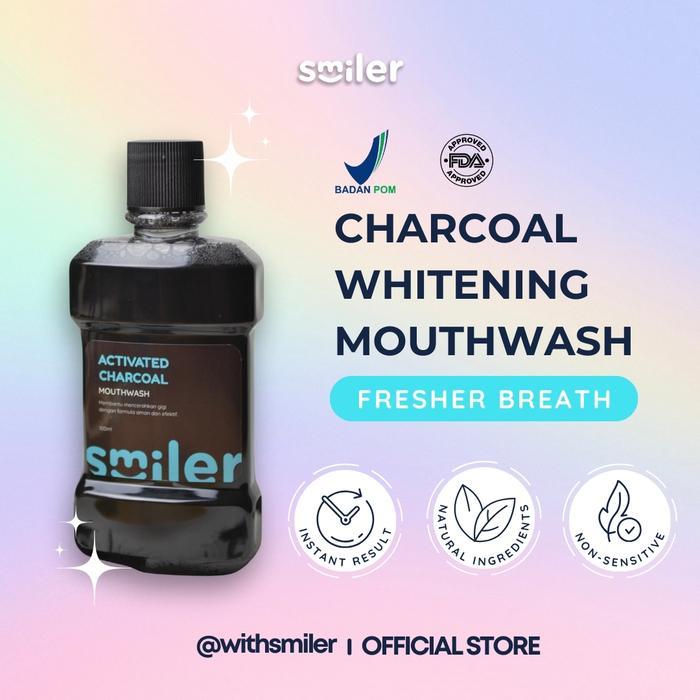 Gambar SMILER Activated Charcoal Mouthwash - Obat Kumur Mencerahkan Gigi dari Smiler Indonesia_NEW undefined Tokopedia