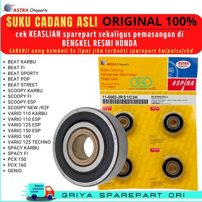 Gambar Bearing 6002 Ori HONDA Laher bak CVT PCX 150 160 ADV Genio Scoopy karbu Scoopy fi Scoopy esp New scoopy ORIGINAL AHM Motor Motorcycle - ASPIRA ASTRA dari GRIYA SPAREPART ORI_NEW undefined Tokopedia