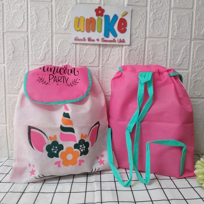 Gambar TAS RANSEL SABLON Spun souvenir ulang tahun anak unik ultah Goodie Bag - UNICORN dari Goodiebag Unike undefined Tokopedia