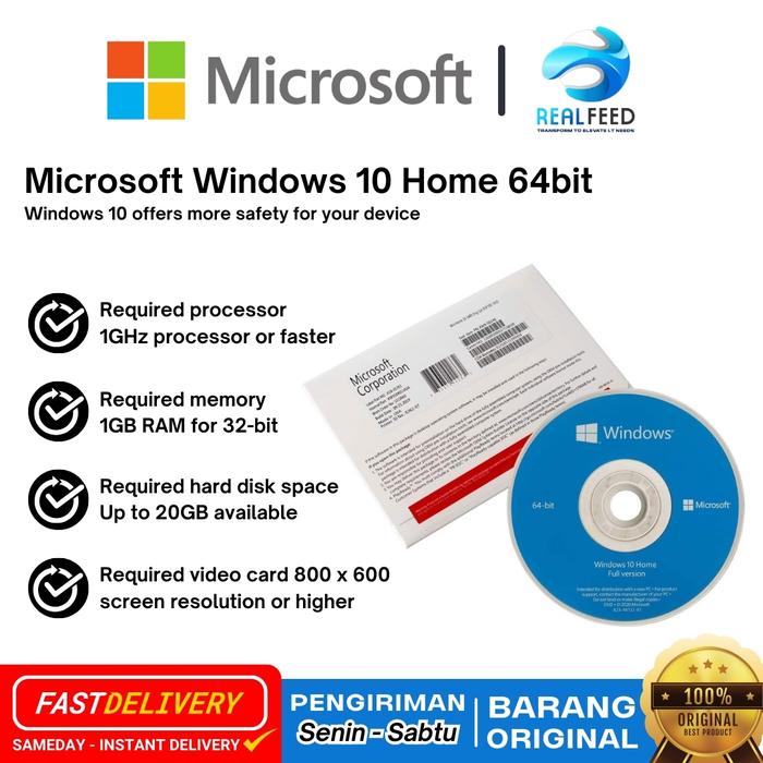 Windows 10 1gb Ram Jual Microsoft Windows 10 Home 64bit 64 Bit