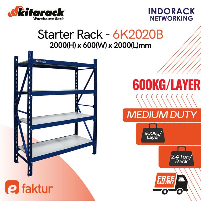 Gambar Rak Gudang Besi 600kg per Layer Rack Gudang 2 Meter 3 / 4 Susun Biru - Biru, 2 Layer dari Indorack Networking undefined Tokopedia