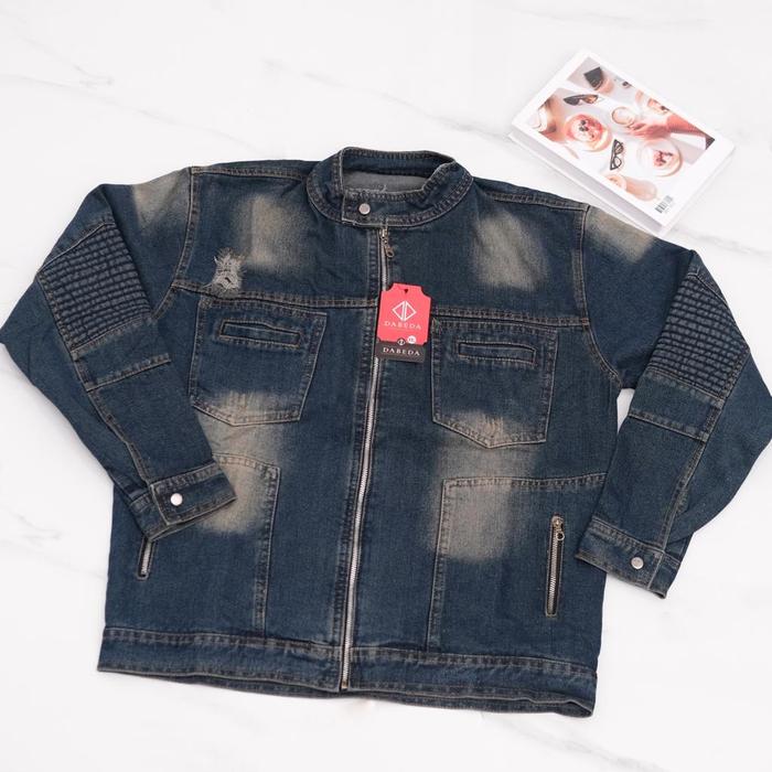 Gambar JAKET JEANS PRIA RESLETING JAKET DENIM ZIPPER BIOWASH POLOS JUMBO - Bikers Zipper, XL dari Diary Fashion 13 undefined Tokopedia