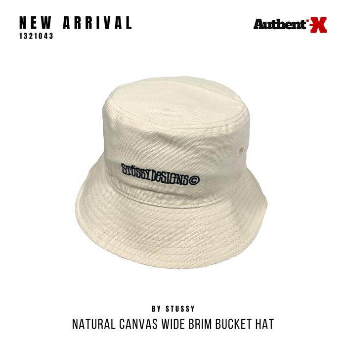 Jual STUSSY CANVAS WIDE BRIM BUCKET HAT NATURAL ORIGINAL