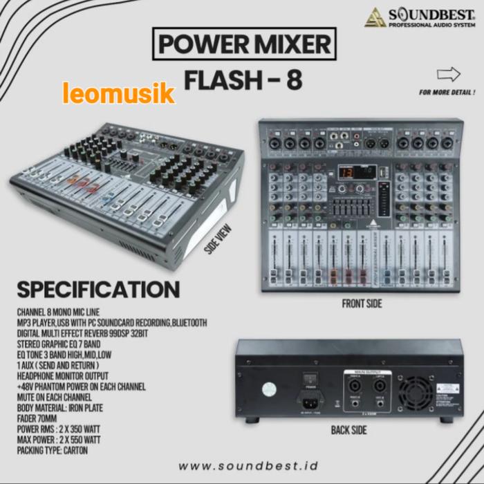 Gambar POWER MIXER SOUNDBEST FLASH 8 ORIGINAL dari Leomusik undefined Tokopedia