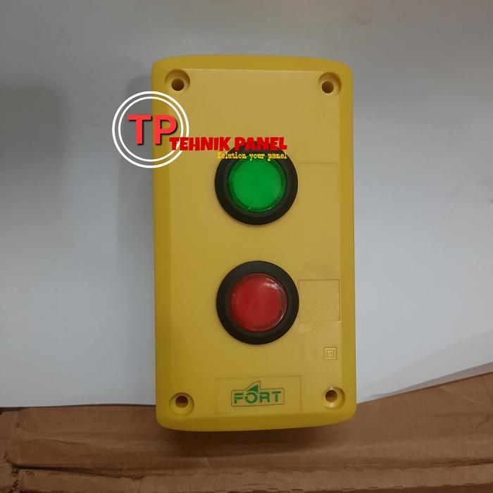 Gambar Box Push Button 2 hole + Push Button Led Merah dan Hijau Tipe Premium - Box Kuning dari TEHNIK PANELL undefined Tokopedia