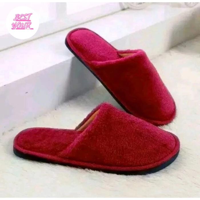 Gambar FH 3.1 SANDAL RUMAH SELOP / SANDAL HOTEL KOKOP BULU LEMBUT - Merah, 41 dari Bestyour undefined Tokopedia