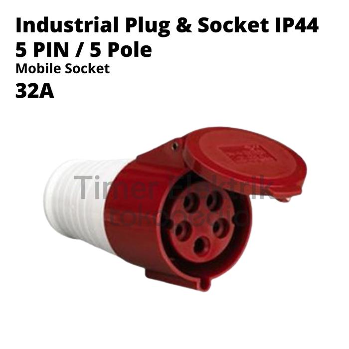 Gambar Industrial Plug & Socket IP44 5 Pin / 5 Pole 32A Berbagai Variant - Mobile Socket dari Timer Elektrik undefined Tokopedia