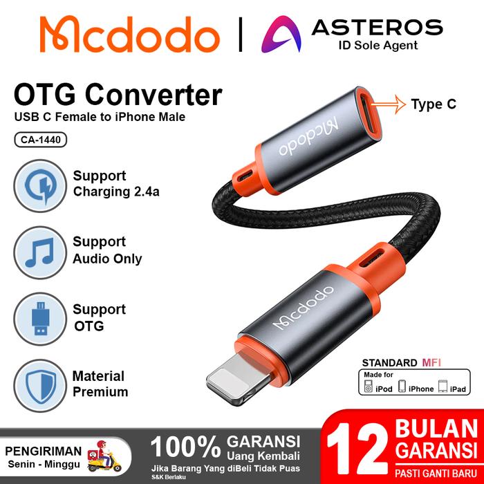 Gambar MCDODO Converter Charger Type C to Lightning Charging & Data Transfer - CA-1440 All dari Mcdodo Official Indonesia undefined Tokopedia