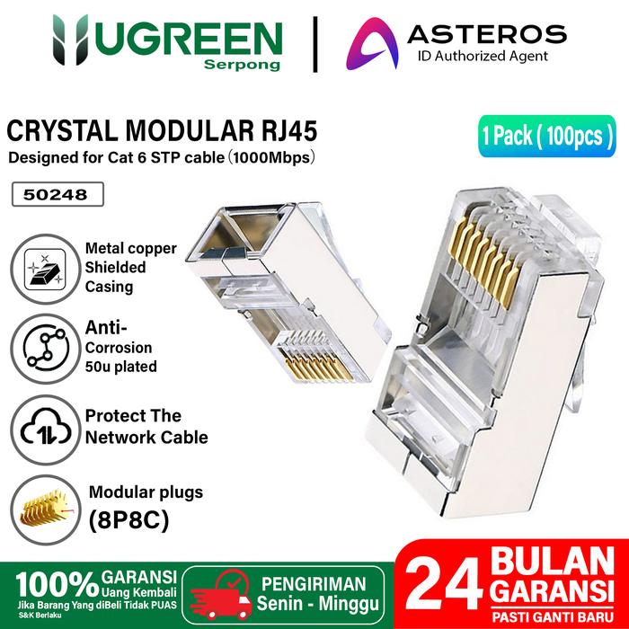 Gambar UGREEN Konektor RJ45 Cat6 UTP Modular Gigabit Jack Plug Connector - 50248 dari Ugreen Serpong undefined Tokopedia