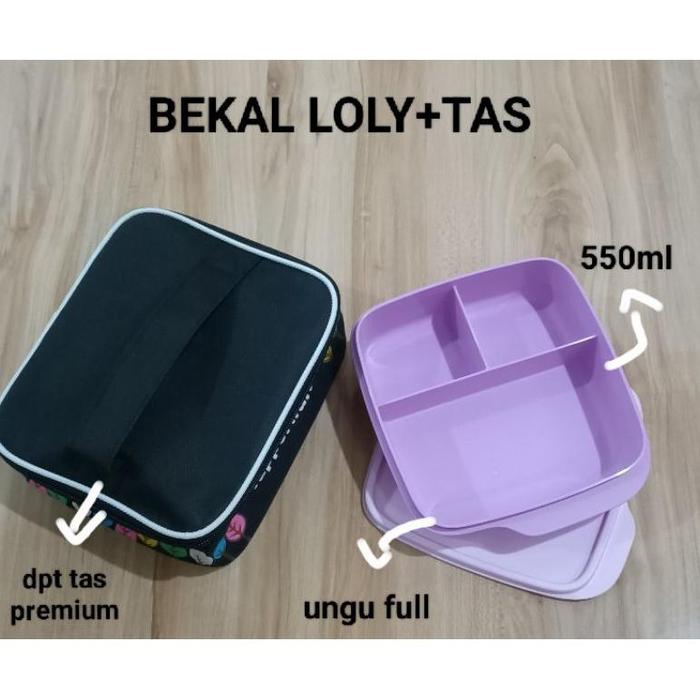 Gambar Ada ORIGINAL TUPPERWARE BEKAL LOLY + TAS - ungu full tas dari Almond wrap undefined Tokopedia