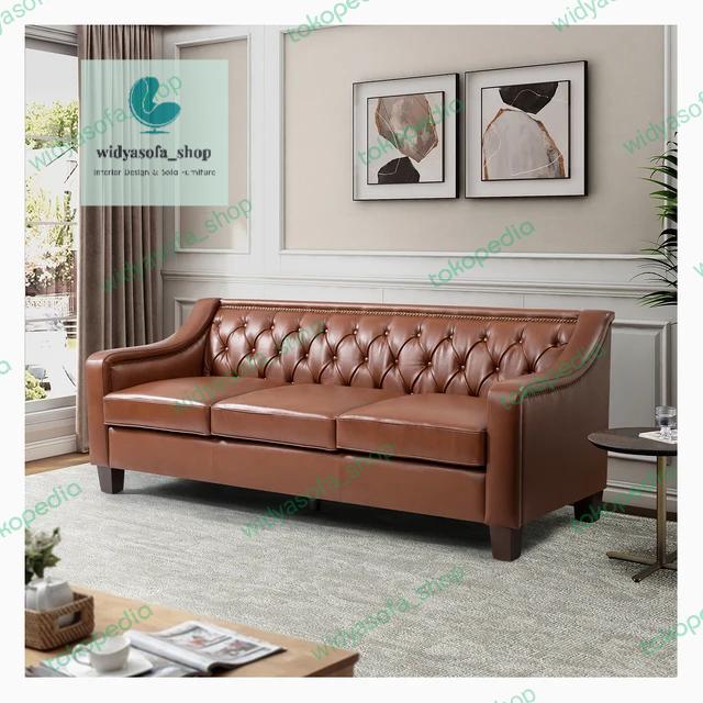 Gambar SOFA KULIT OSCAR MINIMALIS 3 SEATER GAYA KLASIK FURNITURE RUANG TAMU dari widyasofa undefined Tokopedia