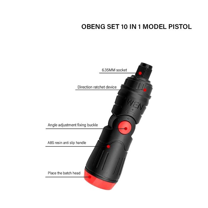 Gambar OBENG SET 10 IN 1 MODEL PISTOL-Screwdriver Home Appliance Repairs dari tony store96 undefined Tokopedia