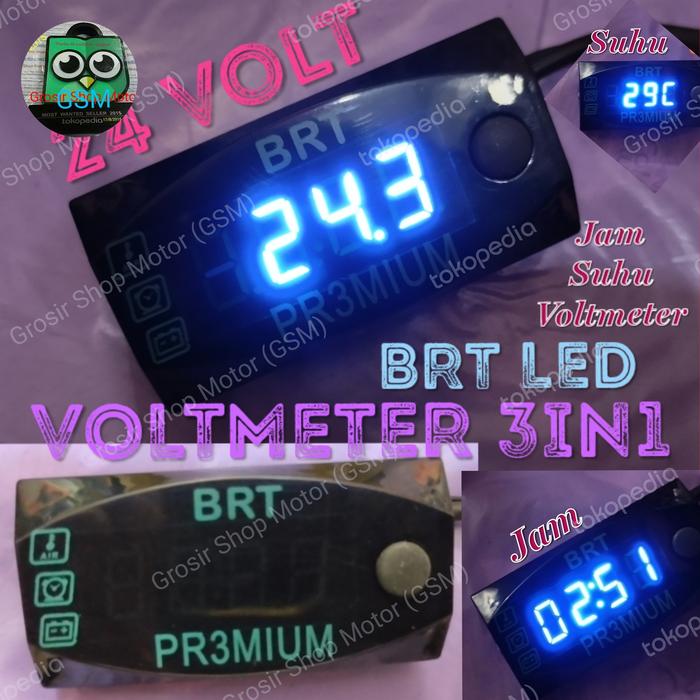 Gambar VOLTMETER 3in1 BRT LED RACING VOLT METER DIGITAL SUHU JAM MOTOR MOBIL - V3in 24V dari Grosir Shop Motor GSM undefined Tokopedia