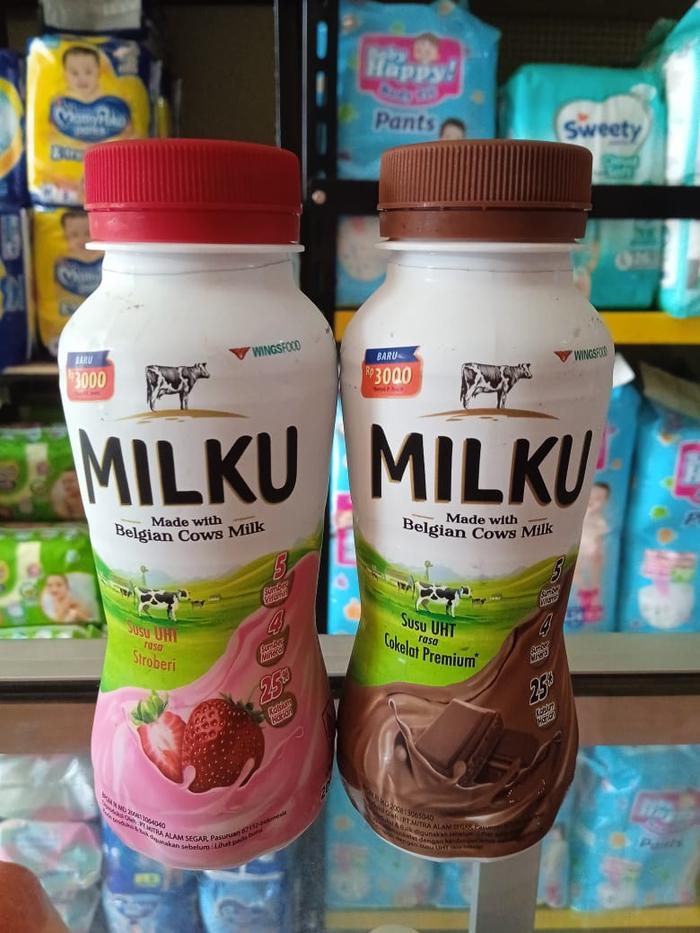 Gambar MILKU SUSU UHT BOTOL STRAWBERRY COKLAT 200 ML - Coklat dari Nurani farma store undefined Tokopedia