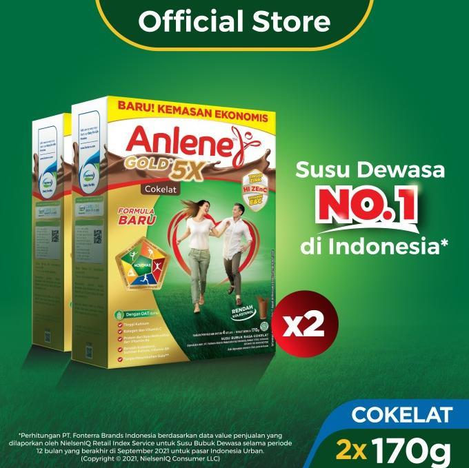 Gambar Anlene Gold 5X Susu Bubuk Dewasa Cokelat 2X170G - Tulang & Sendi dari Roopakala undefined Tokopedia